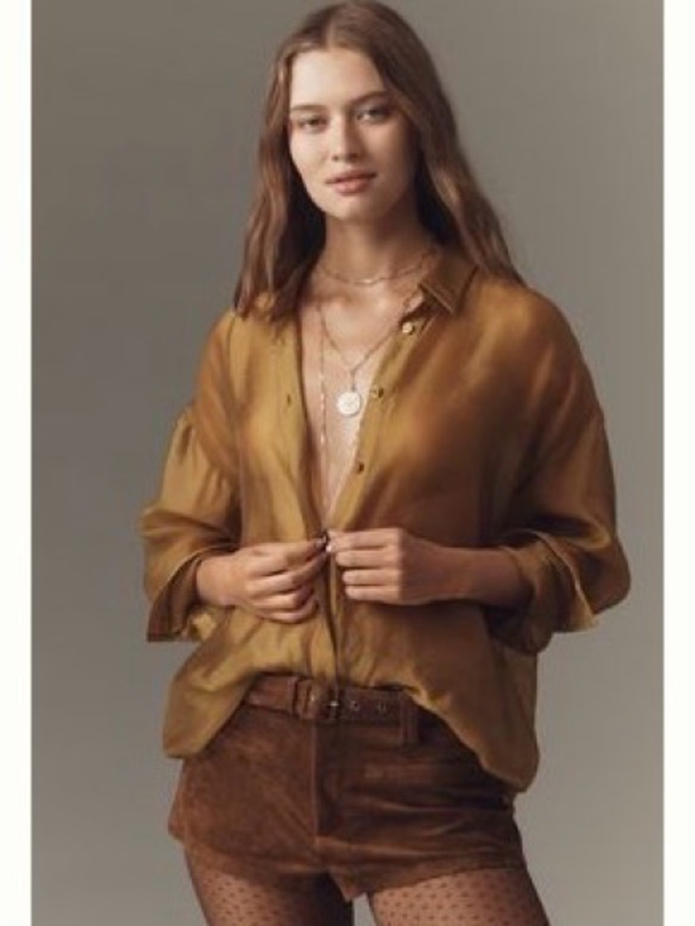 By Anthropologie Sheer Long Sleeve Blouse